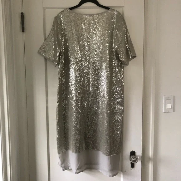 Silver Sequin Dress - Velvet by Graham & Spencer - Size L - Picture 2 of 9